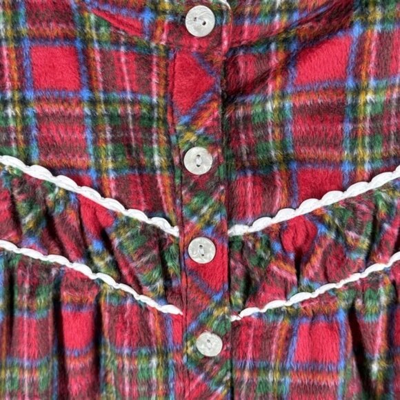 Celestial Dreams Nightgown Womens XL Red Green Plaid Long Sleeve Fleece Pajama - Picture 3 of 9
